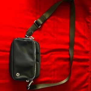 lululemon athletica Black Belt Bag with Silver Accents